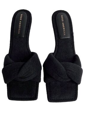Good American Black Knotted Slide Mules size 8